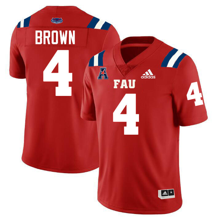 #4 Quincy Brown FAU Jersey,Florida Atlantic Owls Football Jersey,Uniforms,Gears-Red